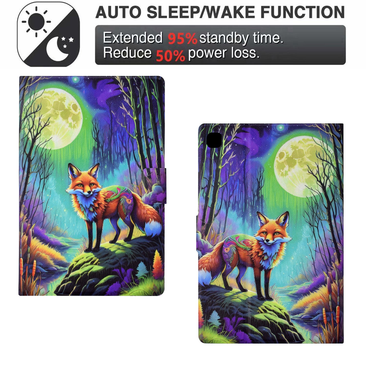 For Samsung Galaxy Tab A7 Lite 8.7-inch T220 / T225 Tablet Case Pattern Printing Card Slot Leather Cover - Moonlight Fox For Samsung Galaxy Tab A7 Lite 8.7-inch T220 / T225 Tablet Case Pattern Printing Card Slot Leather Cover - Moonlight Fox